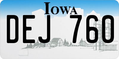 IA license plate DEJ760