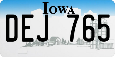 IA license plate DEJ765