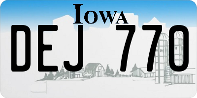 IA license plate DEJ770