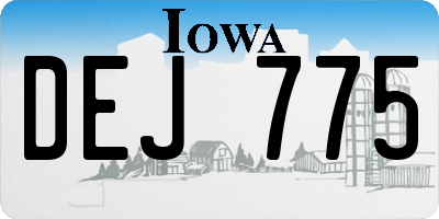 IA license plate DEJ775