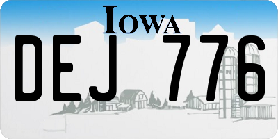 IA license plate DEJ776