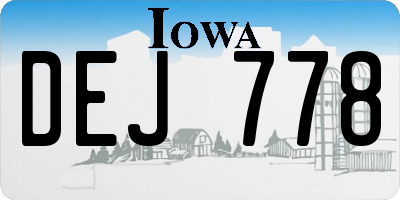 IA license plate DEJ778
