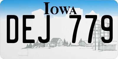 IA license plate DEJ779