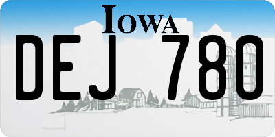 IA license plate DEJ780