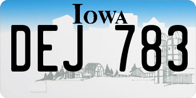 IA license plate DEJ783
