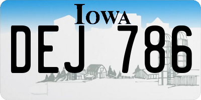 IA license plate DEJ786