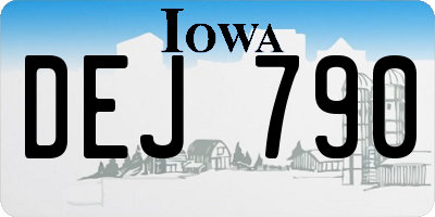 IA license plate DEJ790
