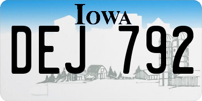 IA license plate DEJ792