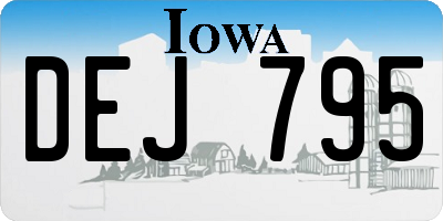 IA license plate DEJ795