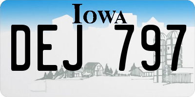 IA license plate DEJ797