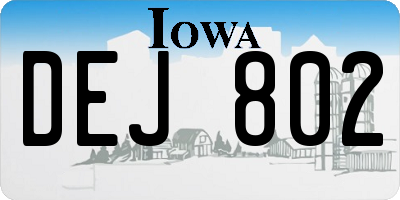 IA license plate DEJ802