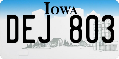 IA license plate DEJ803