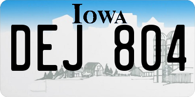IA license plate DEJ804