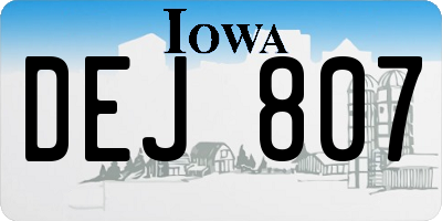 IA license plate DEJ807