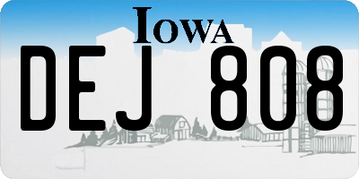 IA license plate DEJ808