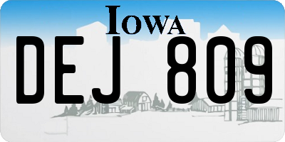 IA license plate DEJ809