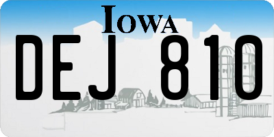 IA license plate DEJ810