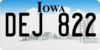 IA license plate DEJ822