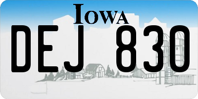 IA license plate DEJ830