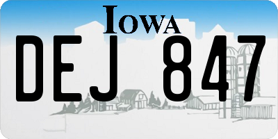 IA license plate DEJ847