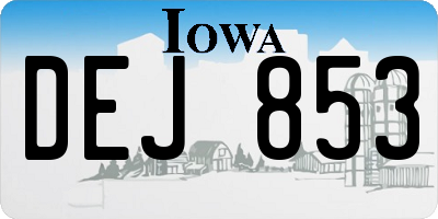 IA license plate DEJ853