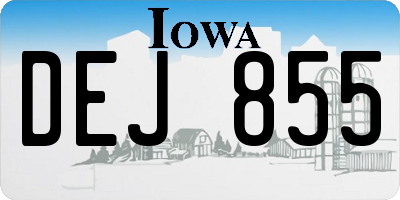 IA license plate DEJ855