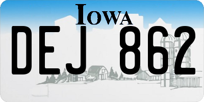 IA license plate DEJ862