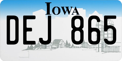 IA license plate DEJ865
