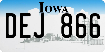 IA license plate DEJ866