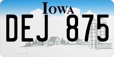 IA license plate DEJ875