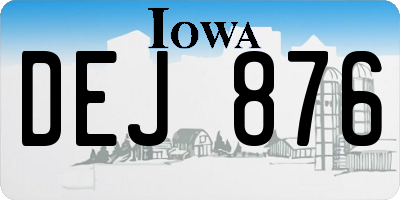 IA license plate DEJ876