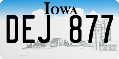 IA license plate DEJ877