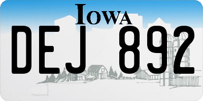 IA license plate DEJ892