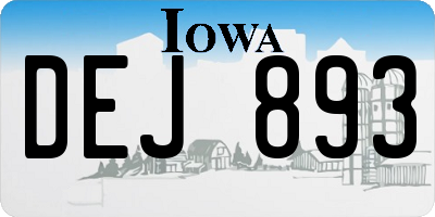 IA license plate DEJ893