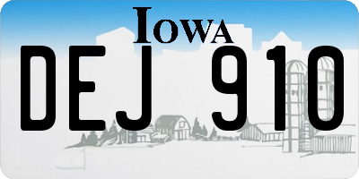 IA license plate DEJ910
