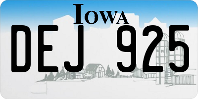 IA license plate DEJ925