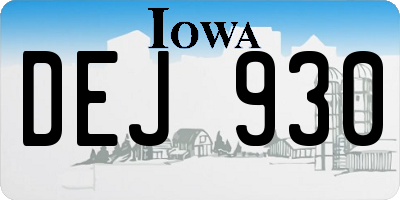 IA license plate DEJ930