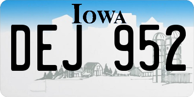 IA license plate DEJ952