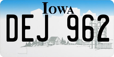 IA license plate DEJ962
