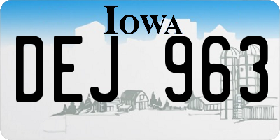 IA license plate DEJ963