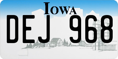 IA license plate DEJ968