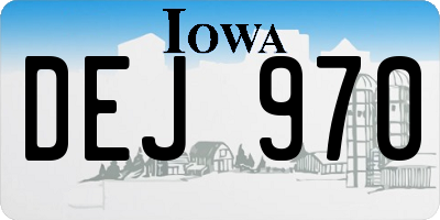 IA license plate DEJ970