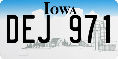 IA license plate DEJ971
