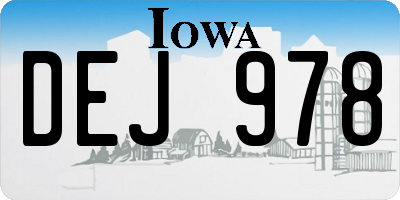 IA license plate DEJ978