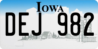 IA license plate DEJ982