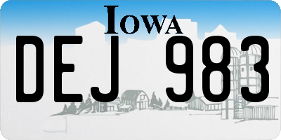 IA license plate DEJ983