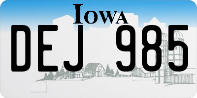 IA license plate DEJ985