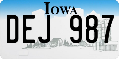 IA license plate DEJ987