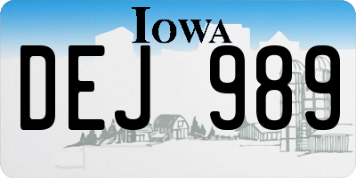 IA license plate DEJ989