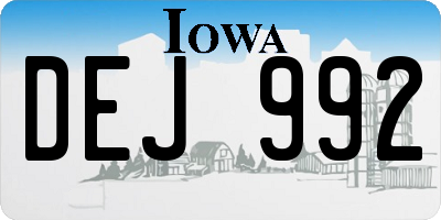 IA license plate DEJ992